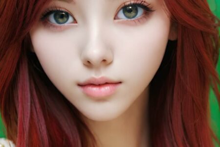 AI girl with red hair wallpaper