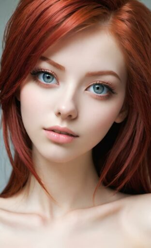 AI girl with red hair wallpaper