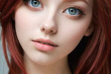 AI girl with red hair wallpaper