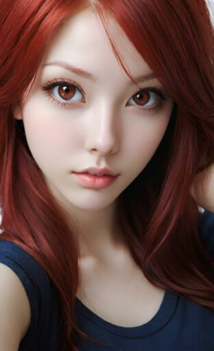 AI girl with red hair wallpaper