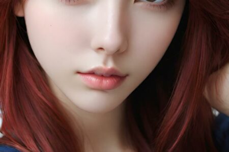 AI girl with red hair wallpaper