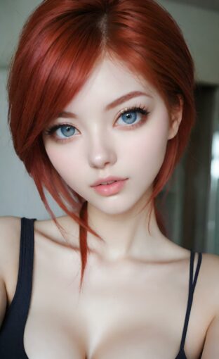 AI girl with red hair wallpaper