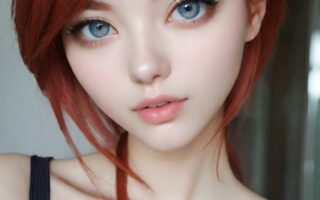 AI girl with red hair wallpaper