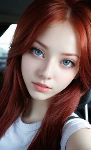 AI girl with red hair wallpaper