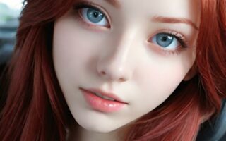 AI girl with red hair wallpaper