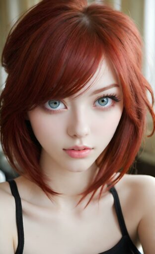 AI girl with red hair wallpaper
