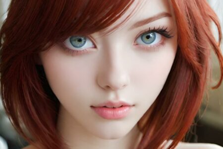 AI girl with red hair wallpaper