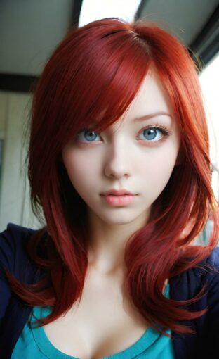 AI girl with red hair wallpaper