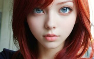 AI girl with red hair wallpaper