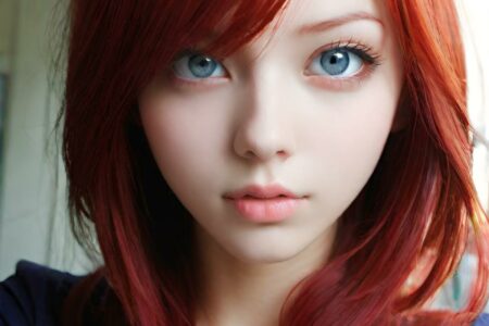 AI girl with red hair wallpaper