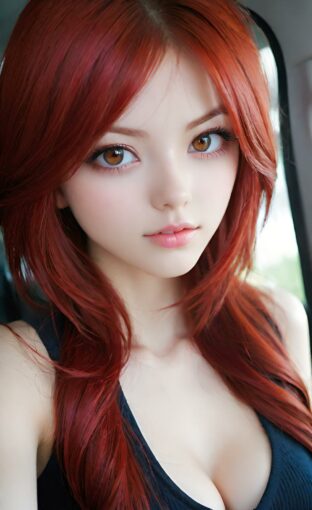 AI girl with red hair wallpaper