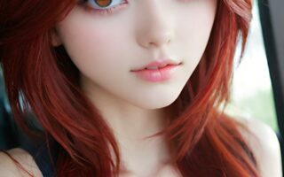 AI girl with red hair wallpaper