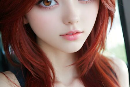 AI girl with red hair wallpaper