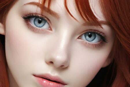 AI girl with red hair wallpaper