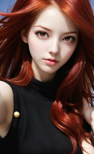 AI girl with red hair wallpaper