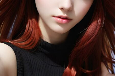AI girl with red hair wallpaper
