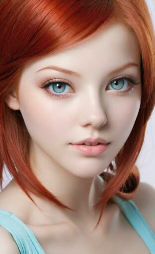 AI girl with red hair wallpaper