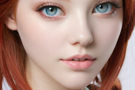 AI girl with red hair wallpaper