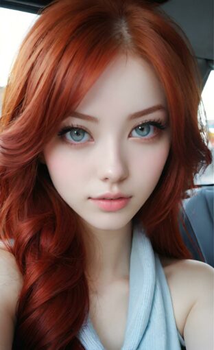 AI girl with red hair wallpaper