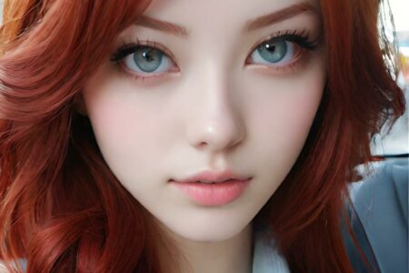 AI girl with red hair wallpaper