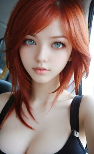 AI girl with red hair wallpaper