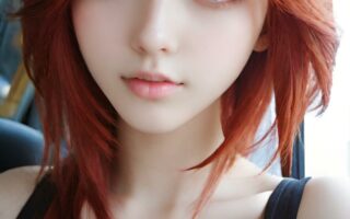 AI girl with red hair wallpaper