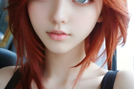 AI girl with red hair wallpaper