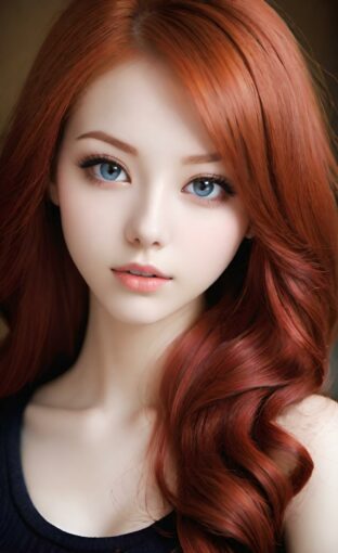 AI girl with red hair wallpaper