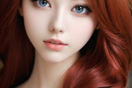 AI girl with red hair wallpaper