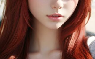 AI girl with red hair wallpaper