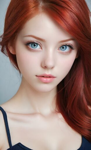 AI girl with red hair wallpaper