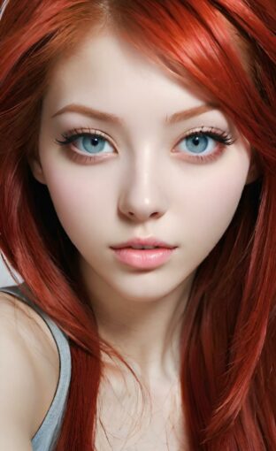 AI girl with red hair wallpaper