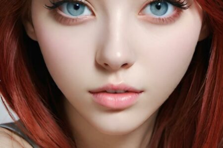 AI girl with red hair wallpaper