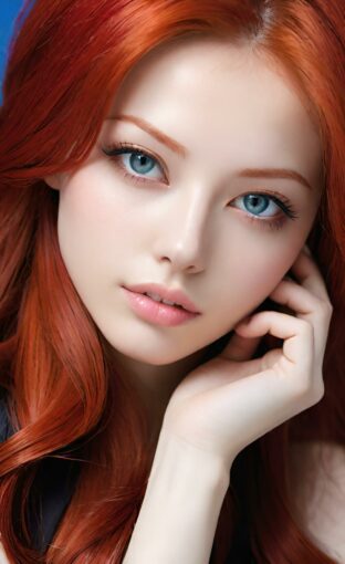 AI girl with red hair wallpaper
