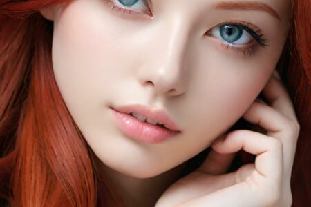 AI girl with red hair wallpaper