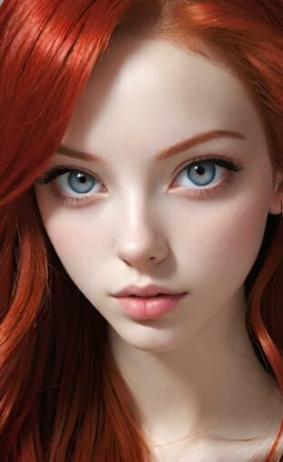 AI girl with red hair wallpaper