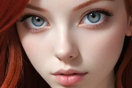 AI girl with red hair wallpaper