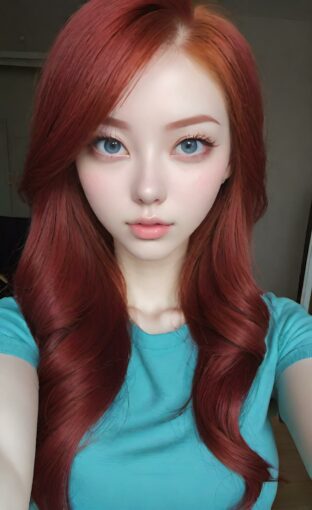 AI girl with red hair wallpaper