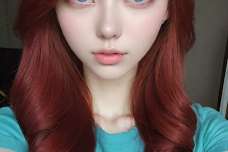 AI girl with red hair wallpaper