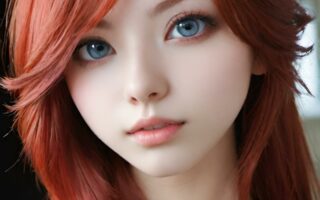 AI girl with red hair wallpaper