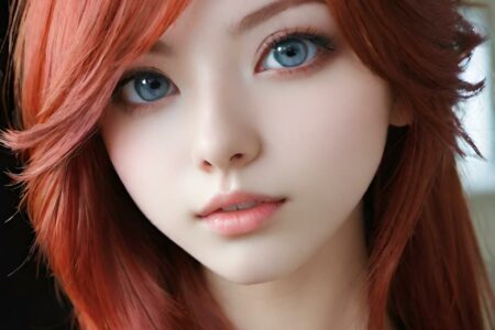 AI girl with red hair wallpaper