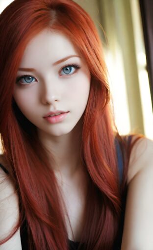 AI girl with red hair wallpaper