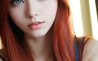 AI girl with red hair wallpaper