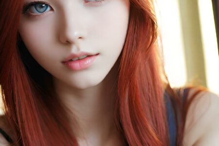 AI girl with red hair wallpaper