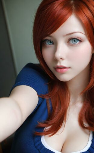 AI girl with red hair wallpaper
