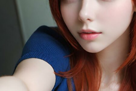 AI girl with red hair wallpaper