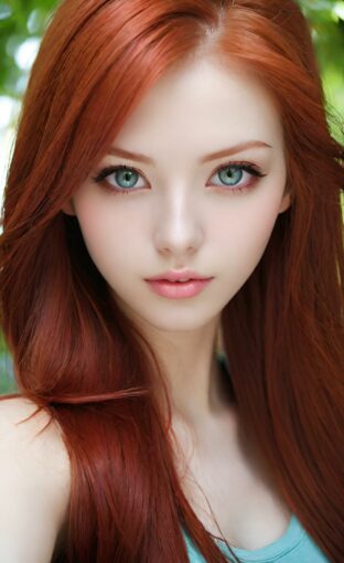 AI girl with red hair wallpaper