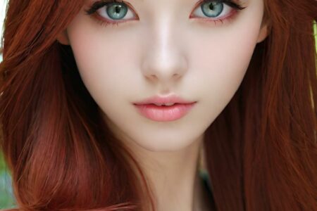AI girl with red hair wallpaper