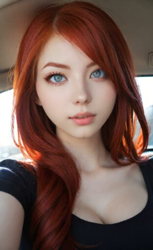 AI girl with red hair wallpaper