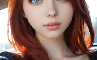 AI girl with red hair wallpaper